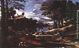 Nicolas Poussin Canvas Paintings - Landscape with a Man Killed by a Snake